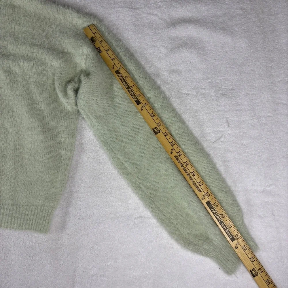 Nasty Gal Sweater Set Womens M Mint Green Fuzzy Eyelash Knit Wide Leg Loungewear